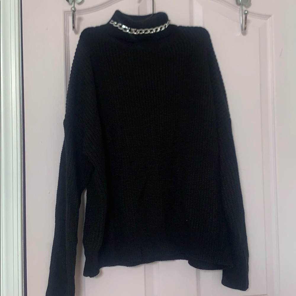 BRAND NEW BLACK TURTLENECK WITH CHAIN DETAIL ADIKA